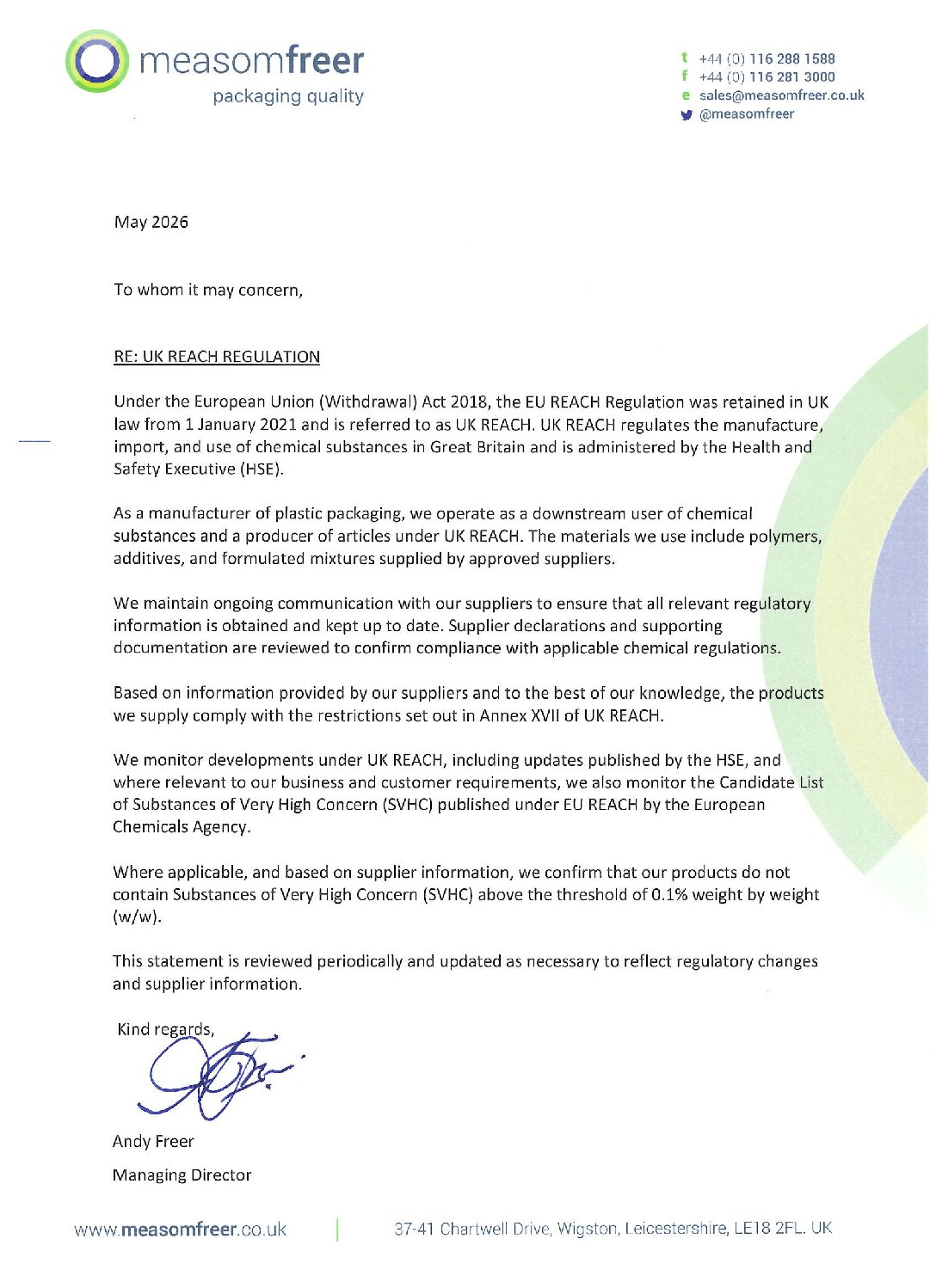 Measom Freer Reach Statement