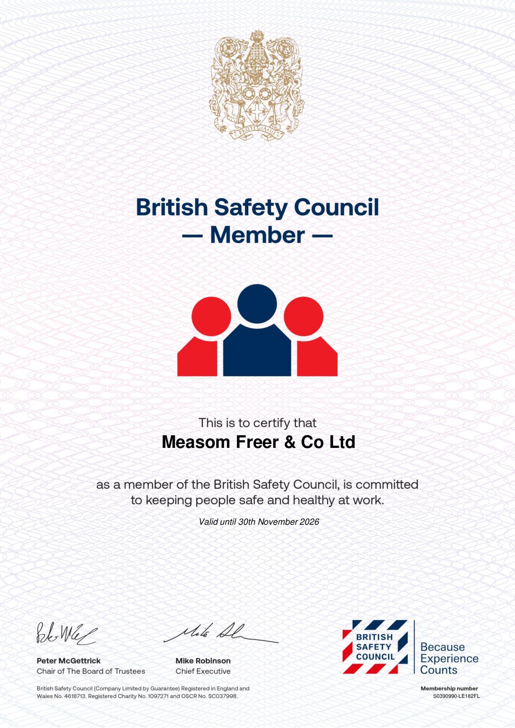 British Safety Council Member Measom Freer